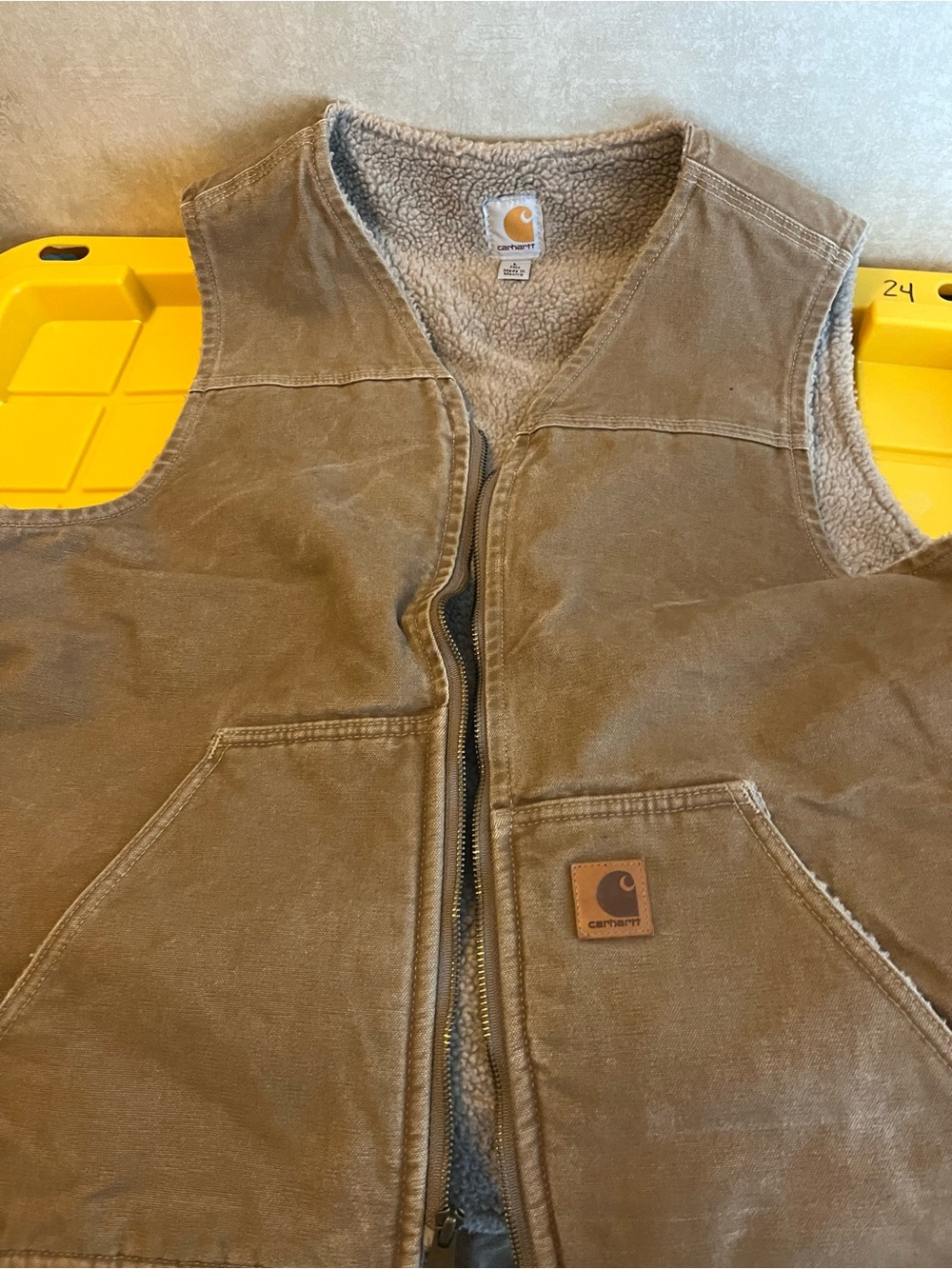 Vintage Carhartt Tan Sherpa-Lined vest